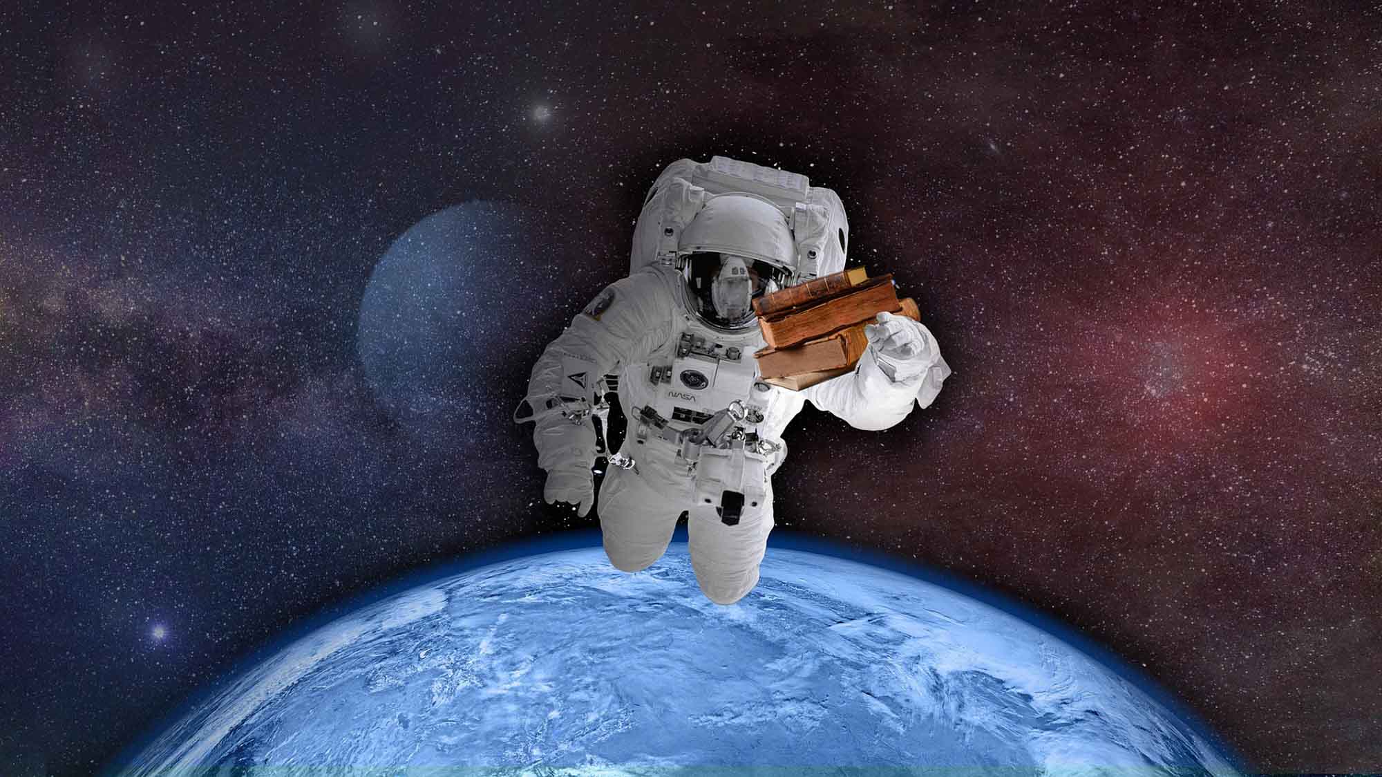 Artistic rendering of an astronaut floating in space