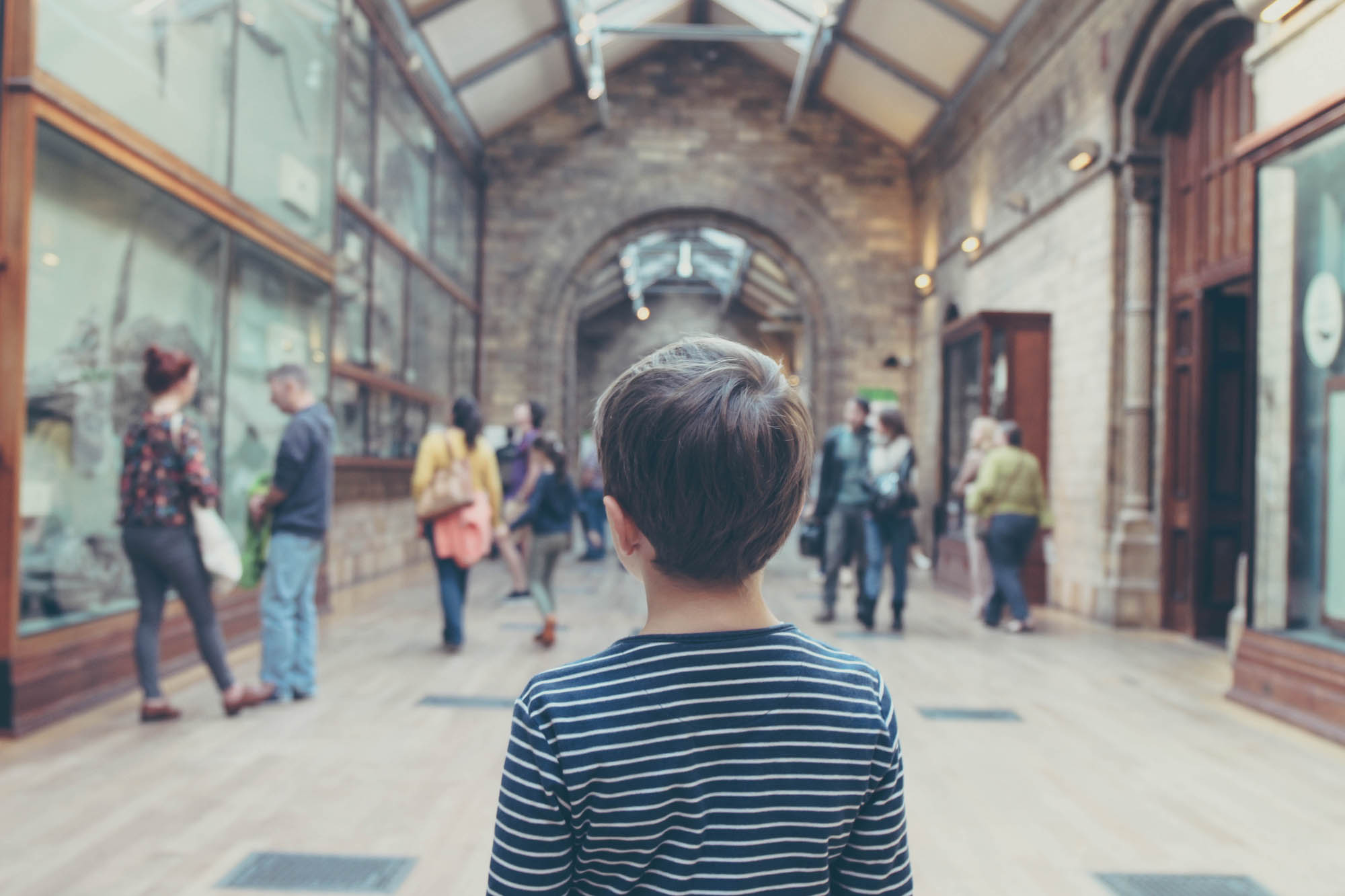 A kid walks into a museum