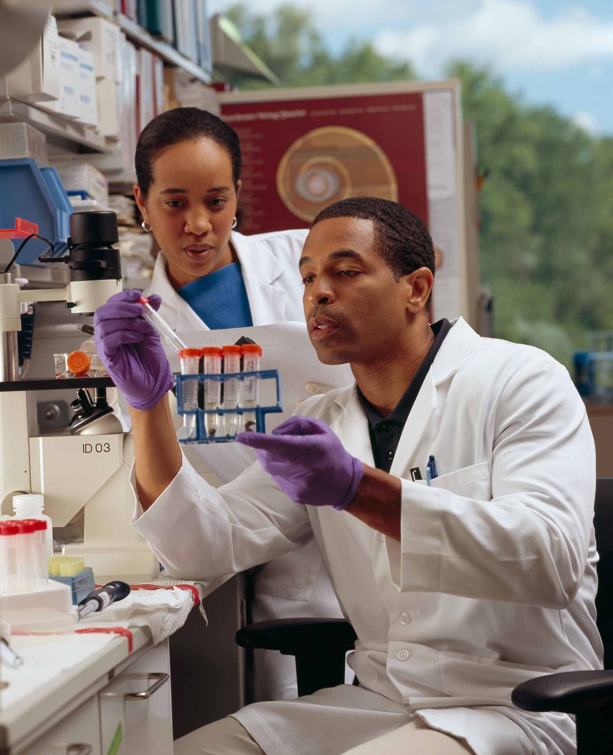 Scientists doing research in a lab